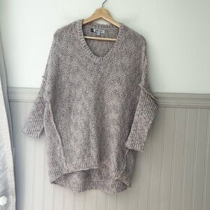 Jennifer Lopez Medium Marled V-Neck Knit Sweater - Cream